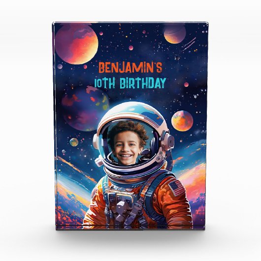 Astronaut Deep Space Sky Planets Photo Gift  Fotoblokken (Voorkant)