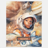 Astronaut deken voor Black Boys Schattige Space Gi (Voorkant)