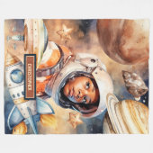 Astronaut deken voor Black Boys Schattige Space Gi (Voorkant (Horizontaal))