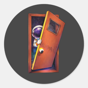 Astronaut Deur Ronde Sticker
