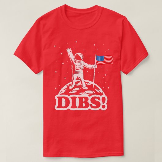 Astronaut Dibs op Moon America T-shirt (Design voorkant)