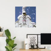 Astronaut die aan het Verre Systeem van de Manipul Poster (Thuiskantoor)
