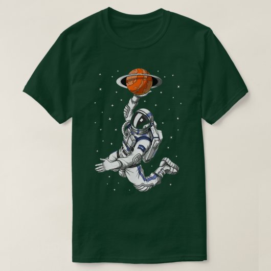 Astronaut die Basketball speelt in de buitenruimte T-shirt (Design voorkant)