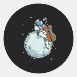 Astronaut die Cello Music Cello Lover Gift speelt Ronde Sticker