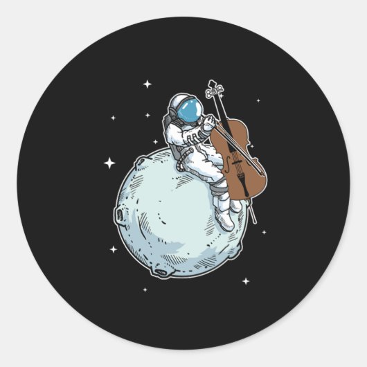 Astronaut die Cello Music Cello Lover Gift speelt Ronde Sticker (Voorkant)
