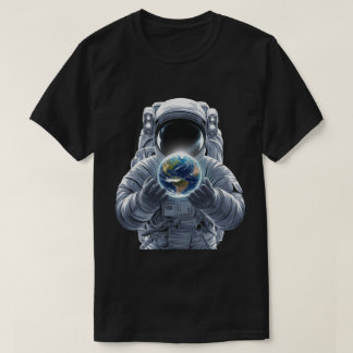 Astronaut die de Aarde vasthoudt T-shirt