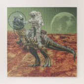 Astronaut die een T-Rex op Mars rijdt Legpuzzel (Verticaal)