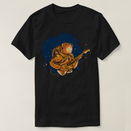 Astronaut die gitaar speelt in de ruimte t-shirt (Design voorkant)