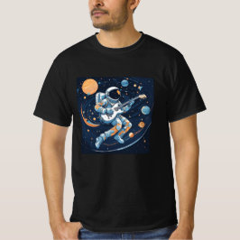 Astronaut die gitaar speelt in de ruimte t-shirt