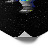 Astronaut die in de ruimte drijft met ballonnen poster (Hoek)