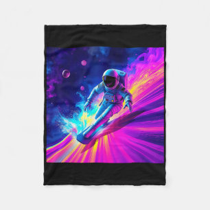 Astronaut die op Kosmische Regenbooggolf surft Gra Fleece Deken