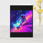 Astronaut die op Kosmische Regenbooggolf surft Gra Kaart (Gele Bloem)