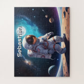 Astronaut die Planet verkent gepersonaliseerd Legpuzzel (Verticaal)