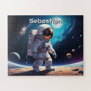 Astronaut die Planet verkent gepersonaliseerd Legpuzzel
