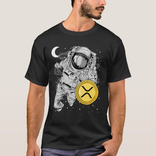 Astronaut die rimpelkleurige XRP-munten aan de maa T-shirt (Voorkant)