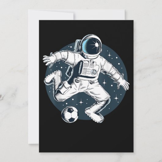 Astronaut die Voetbal speelt in Buitenspatie Grafi Save The Date (Voorkant)