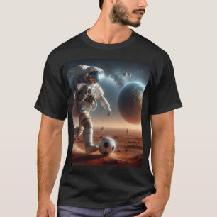 astronaut die voetbal speelt t-shirt