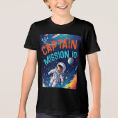 Astronaut Diepe Ruimte Planeten Verjaardag Jongen Tri-Blend Shirt (Voorkant)