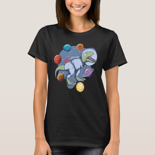 Astronaut Dinosaur In Space Travel Galaxy Dinosaur T-shirt (Voorkant)