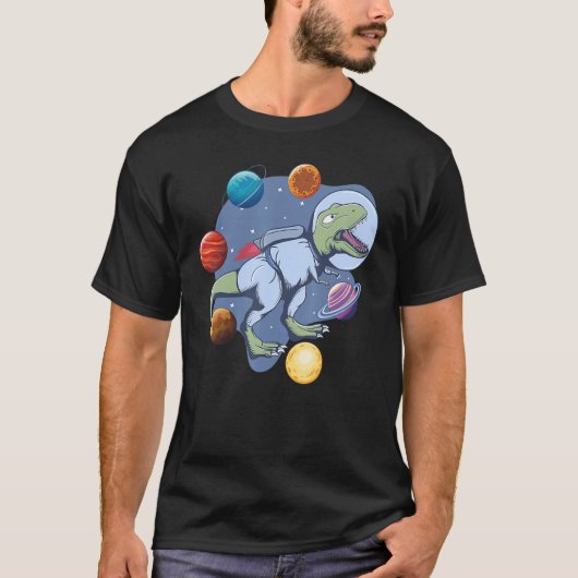 Astronaut Dinosaur In Space Travel Galaxy Dinosaur T-shirt (Voorkant)