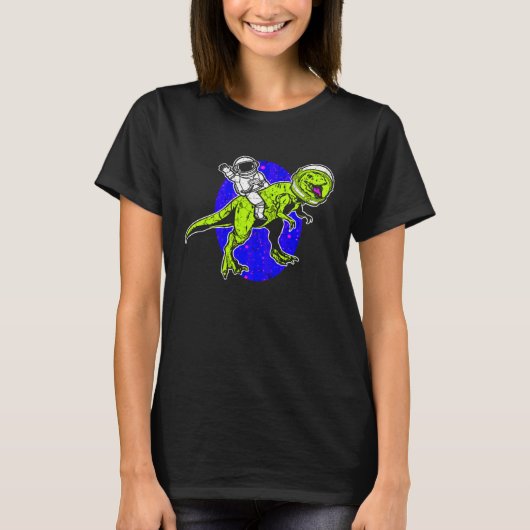 Astronaut Dinosaur Science Fiction Space Travel T-shirt (Voorkant)