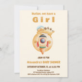 Astronaut Dinosaurus Baby shower Kaart (Voorkant)