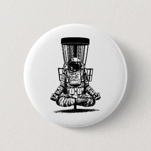 Astronaut Disc Golf Yoga Schets Ronde Button 5,7 Cm (Voorkant)