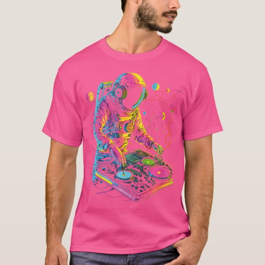 Astronaut DJ Ding in de ruimte EDM Cool T-shirt (Voorkant)
