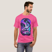 Astronaut DJ DJING in de ruimte EDM Cool grafische T-shirt (Voorkant volledig)