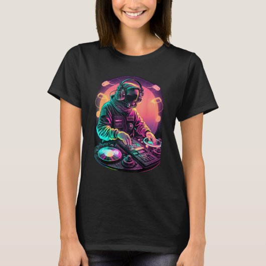 Astronaut DJ, DJing in Space, EDM cool Graphic T-shirt (Voorkant)
