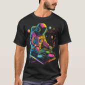 Astronaut DJ Djing In Space EDM Cool Graphic T-shirt (Voorkant)