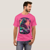 Astronaut DJ Djing In Space EDM Cool Graphic T-shirt (Voorkant volledig)
