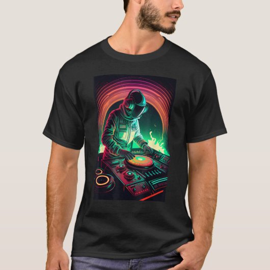 Astronaut DJ DJing in Space EDM cool Graphic Vapor T-shirt (Voorkant)