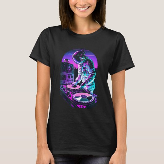 Astronaut DJ DJing in Space EDM cool Graphic Vapor T-shirt (Voorkant)