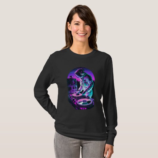 Astronaut DJ DJing in Space EDM cool Graphic Vapor T-shirt (Voorkant volledig)