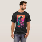 Astronaut DJ DJing in Space EDM cool Vaporwave Gra T-shirt (Voorkant volledig)