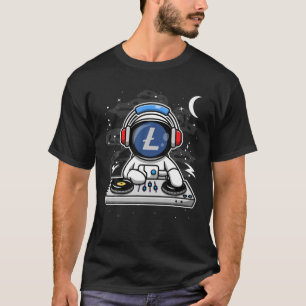 Astronaut dj litecoin LTC-munt naar de motorcrypto T-shirt