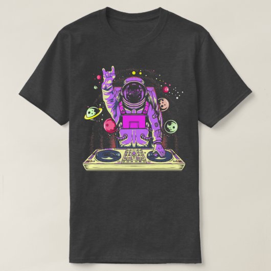 Astronaut DJ Music Psychedelic Psytrance Techno ED T-shirt (Design voorkant)