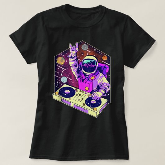 Astronaut DJ Music Psychedelic Psytrance Techno ED T-shirt (Design voorkant)