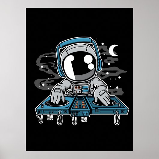 Astronaut DJ Platenspeler Poster (Voorkant)