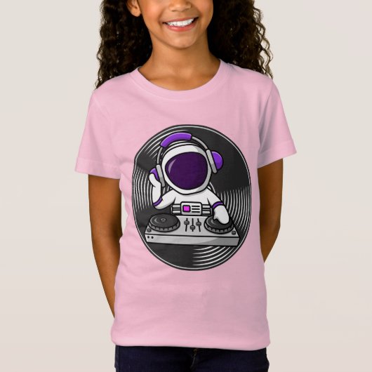 Astronaut DJ Schattige Space Music ontwerp T-shirt (Voorkant)
