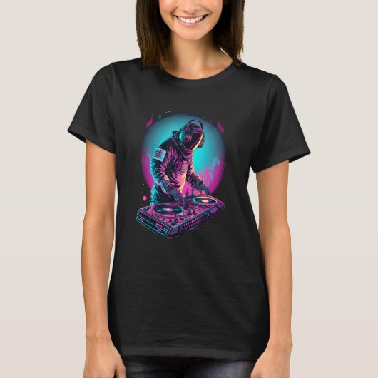 Astronaut DJing in Space EDM cool Graphic T-shirt (Voorkant)