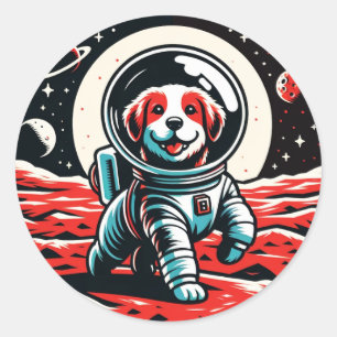 Astronaut Dog - Cosmic Canine Space Adventure Ronde Sticker