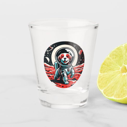 Astronaut Dog - Cosmic Canine Space Adventure Shot Glas (Voorkant)