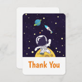 Astronaut drijvend in de ruimte dank u bedankkaart (Voorkant / Achterkant)