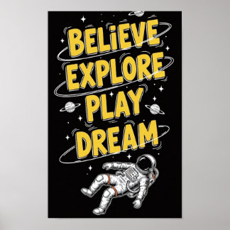 Astronaut Drijvend in de Ruimte Dromerige Kosmisch Poster