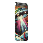 Astronaut Drijvend in de ruimte met een UFO Ai Art Thermosbeker (Geroteerd rechts)