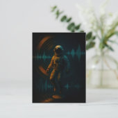 Astronaut drijvend in Glitchwave Sound Art Briefkaart (Staand voorkant)