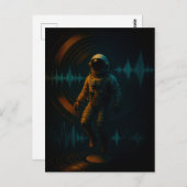 Astronaut drijvend in Glitchwave Sound Art Briefkaart (Voorkant / Achterkant)