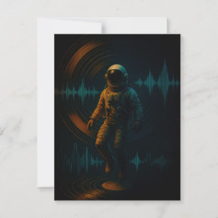 Astronaut drijvend in Glitchwave Sound Art Briefkaart